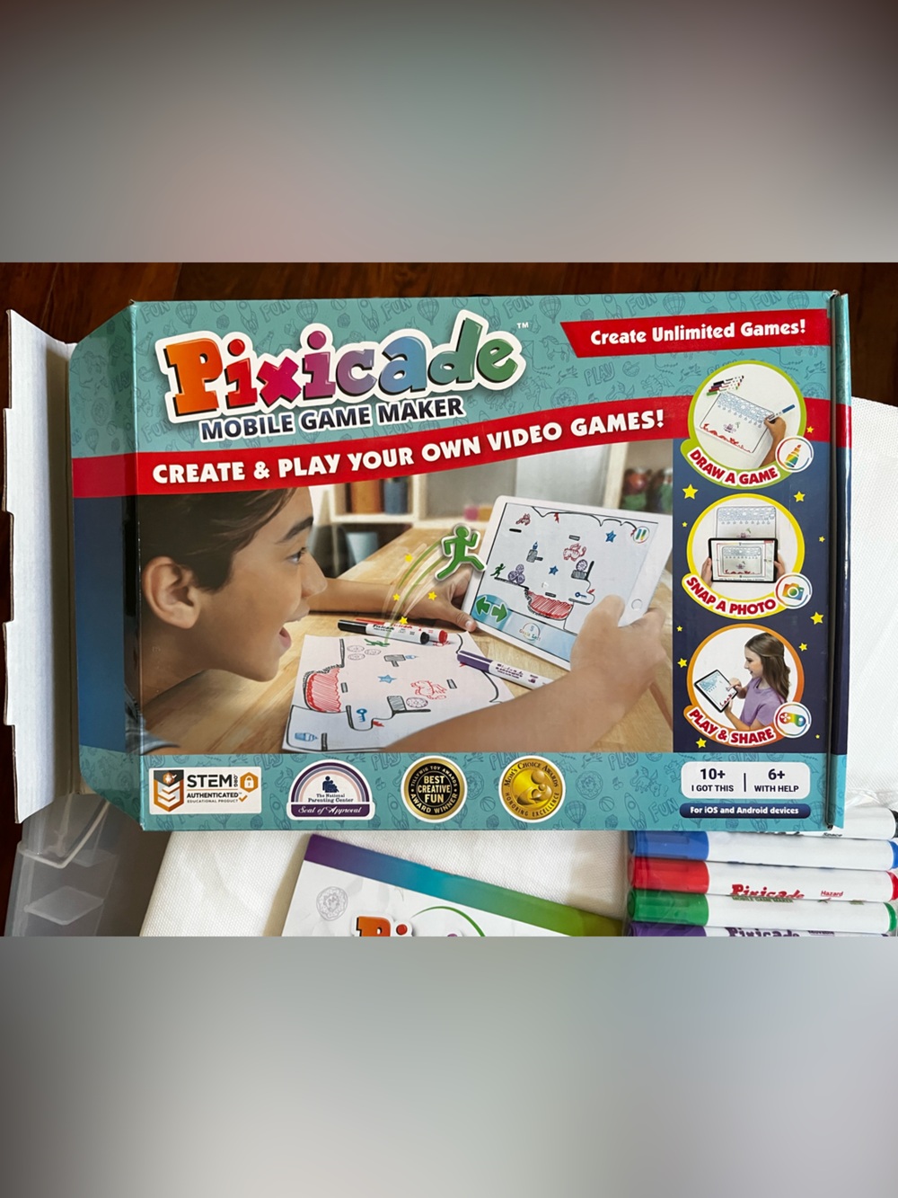 New! Pixicade Mobile Game Marker Set with Activity Books